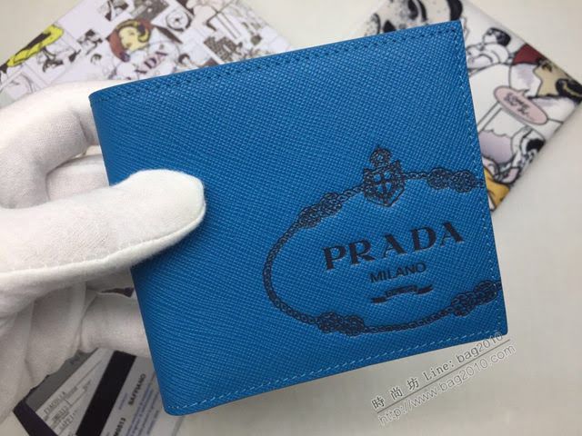 prada錢包 普拉達專櫃最新十字紋牛皮短夾 2M0513 PRADA男士短款錢包  pyd2124